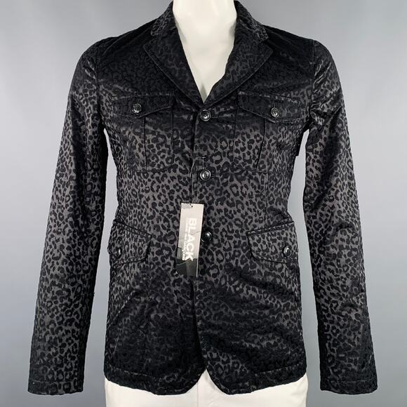 COMME des GARCONS Size L Black Jacquard Cotton Blend Jacket - Picture 1 of 10
